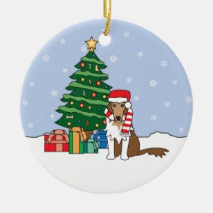 Collie-Weihnachtsverzierung Keramik Ornament