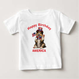 Collie-Welpe (2j) Patriotisches Kinder-T-Shirt Baby T-shirt