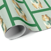 Collie-Wintermuster Geschenkpapier (Rolleneckpunkt)