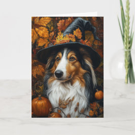 Collie Witch Halloween Feiertagskarte