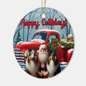Collies, Santa, Red Truck Ornament (Links)