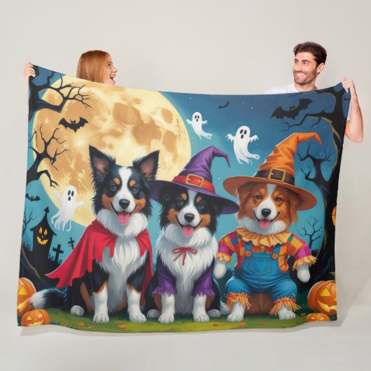 Colliese an der Grenze Hunde Pumpkin Halloween Fun Fleecedecke (Beispiel)