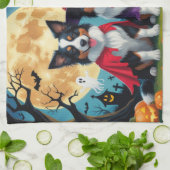 Colliese an der Grenze Hunde Pumpkin Halloween Fun Geschirrtuch (Gefaltet)