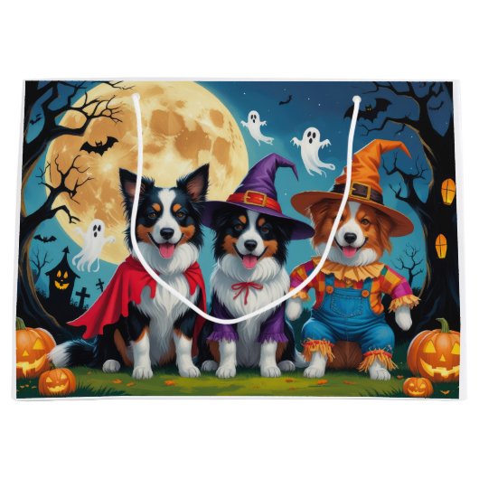 Colliese an der Grenze Hunde Pumpkin Halloween Fun Große Geschenktüte (Vorderseite)