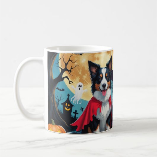 Colliese an der Grenze Hunde Pumpkin Halloween Fun Kaffeetasse (Links)
