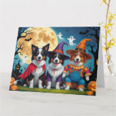 Colliese an der Grenze Hunde Pumpkin Halloween Fun Karte (Gelbe Blume)