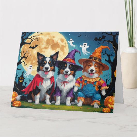 Colliese an der Grenze Hunde Pumpkin Halloween Fun Karte (Vorderseite)