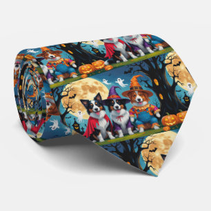Colliese an der Grenze Hunde Pumpkin Halloween Fun Krawatte