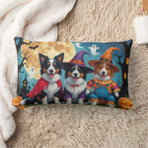 Colliese an der Grenze Hunde Pumpkin Halloween Fun Lendenkissen