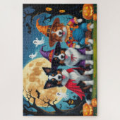 Colliese an der Grenze Hunde Pumpkin Halloween Fun Puzzle (Vertikal)