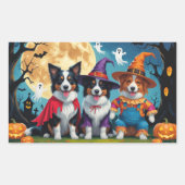 Colliese an der Grenze Hunde Pumpkin Halloween Fun Rechteckiger Aufkleber (Vorderseite)