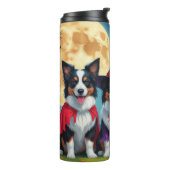 Colliese an der Grenze Hunde Pumpkin Halloween Fun Thermosbecher (Nach links gedreht)