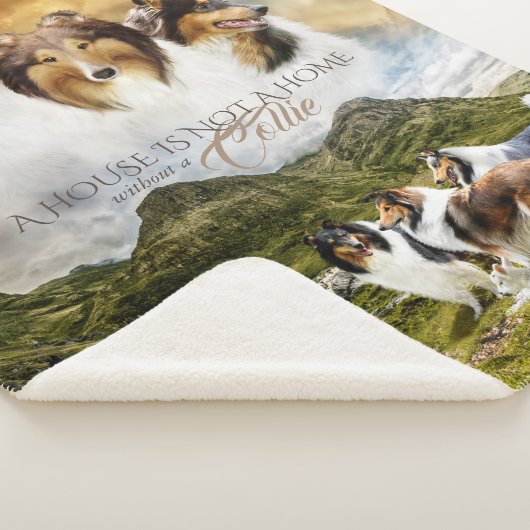 Colliese Herde Schafe, mit Portrait und Zitat - Sherpadecke (3/4)