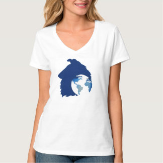 ColliesWithoutBorders-Logo auf einem V-Ausschnitt- T-Shirt