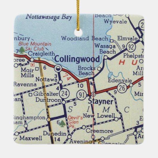 Collingwood on Vintag Map Keramikornament (Rückseite)