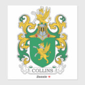 Collins Familienwappen Aufkleber (Blatt)