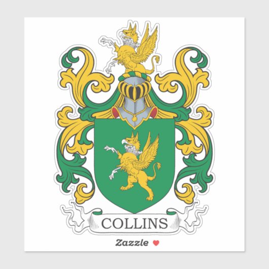 Collins Familienwappen Aufkleber (Blatt)