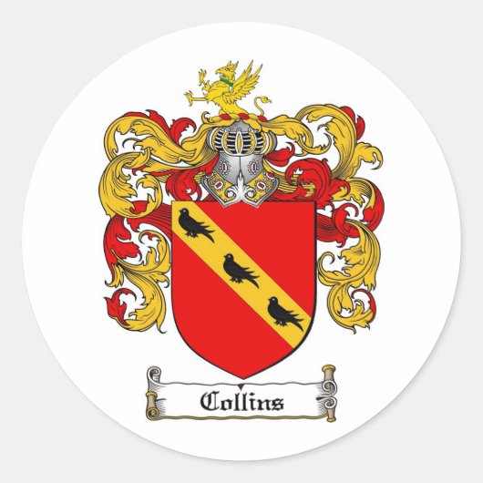 COLLINS FAMILIENWAPPEN - SAMMELCOAT VON WAFFEN RUNDER AUFKLEBER (Vorderseite)