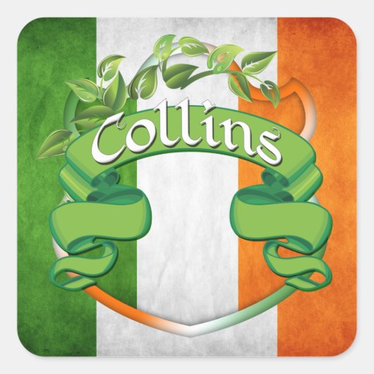 Collins Irish Shield Quadratischer Aufkleber (Vorderseite)