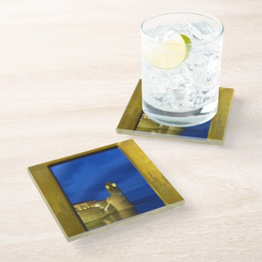 Collioure Lighthouse Glasuntersetzer (Schrägansicht)