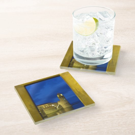 Collioure Lighthouse Glasuntersetzer (Schrägansicht)