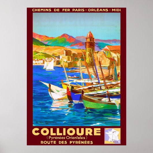 Collioure, Pyrenäen, Frankreich, Boote im Hafen,Vi Poster (Vorne)