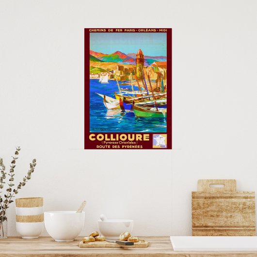 Collioure, Pyrenäen, Frankreich, Boote im Hafen,Vi Poster (Küche)