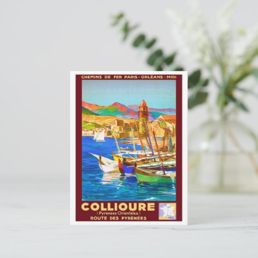 Collioure, Pyrenäen, Frankreich, Boote im Hafen,Vi Postkarte (Stehend Vorderseite)