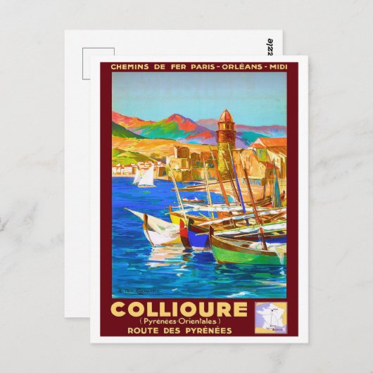 Collioure, Pyrenäen, Frankreich, Boote im Hafen,Vi Postkarte (Vorne/Hinten)