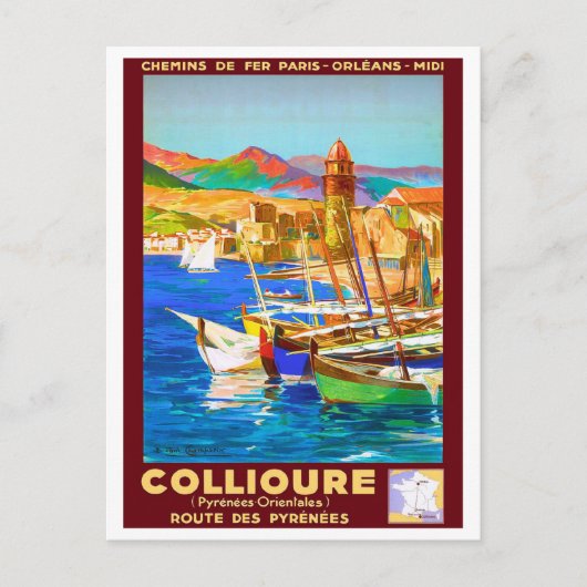 Collioure, Pyrenäen, Frankreich, Boote im Hafen,Vi Postkarte (Vorderseite)