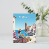 Collioure Ufer Frankreich Postkarte (Stehend Vorderseite)