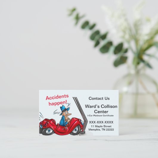 Collision Center Car Repair Business Card Visitenkarte (Stehend Vorderseite)