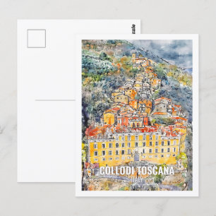 Collodi Toskana Italien Reise Aquarellskizze Postkarte