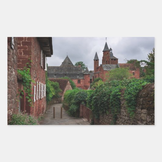 Collonges-la-Rouge, Frankreich, rechteckiger Aufkl Rechteckiger Aufkleber (Vorderseite)
