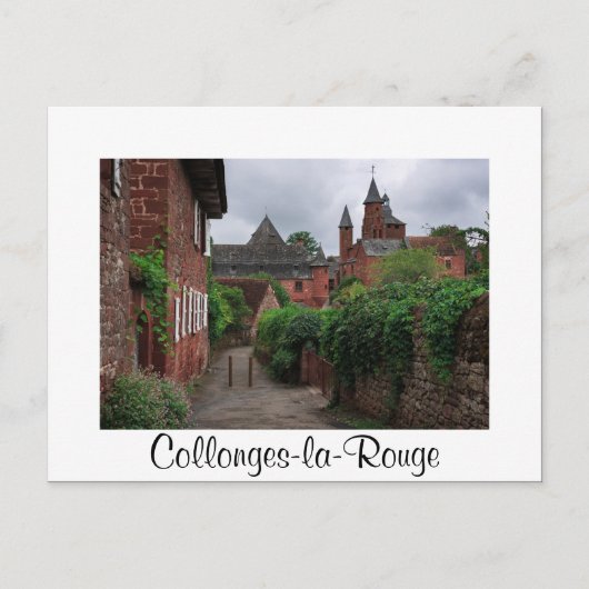 Collonges-la-Rouge-weiße Textpostkarte Postkarte (Vorderseite)