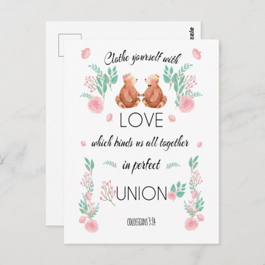 Collossianer 3:14 Schließen sich mit Liebe Postkarte (Vorne/Hinten)