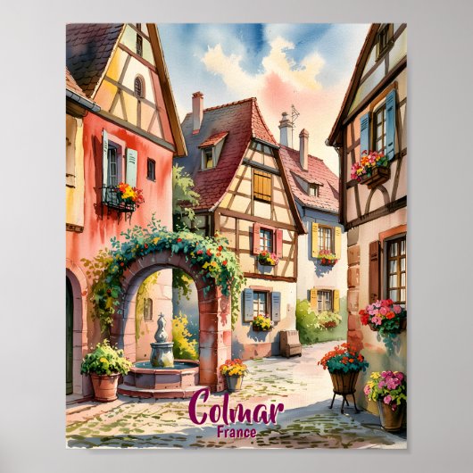 Colmar France Alsace Watercolor Travel Custom Text Poster (Vorne)