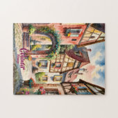 Colmar France Alsace Watercolor Travel Custom Text Puzzle (Horizontal)