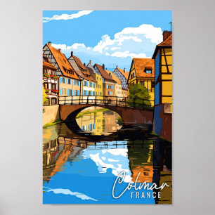Colmar France Vintage Reise Illustration Poster