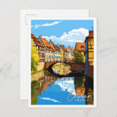 Colmar France Vintage Reise Illustration Postkarte (Vorne/Hinten)