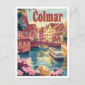 Colmar France Vintage Travel Illustration Postkarte (Vorderseite)