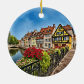 Colmar France Watercolor Keramik Ornament (Hinten)