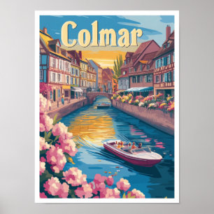 Colmar Frankreich Kunst Vintage Reise Illustration Poster
