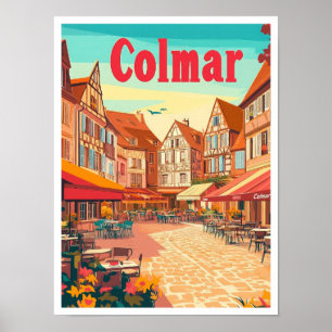 Colmar Frankreich Kunst Vintage Reise Illustration Poster