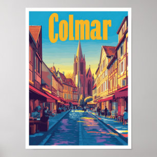 Colmar Frankreich Kunst Vintage Reise Illustration Poster