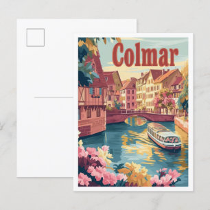 Colmar Frankreich Vintage-Reiseillustration Postkarte
