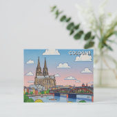 Cologne Cathedral Germany Night Travel Postkarte (Stehend Vorderseite)