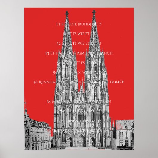 Cologne Dome Cologne Köln Das Kölsche Grundgesetz Poster (Vorne)