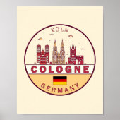 Cologne Germany City Skyline Emblem Poster (Vorne)
