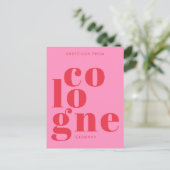 Cologne Köln Germany typography pink red Postcard Postkarte (Stehend Vorderseite)